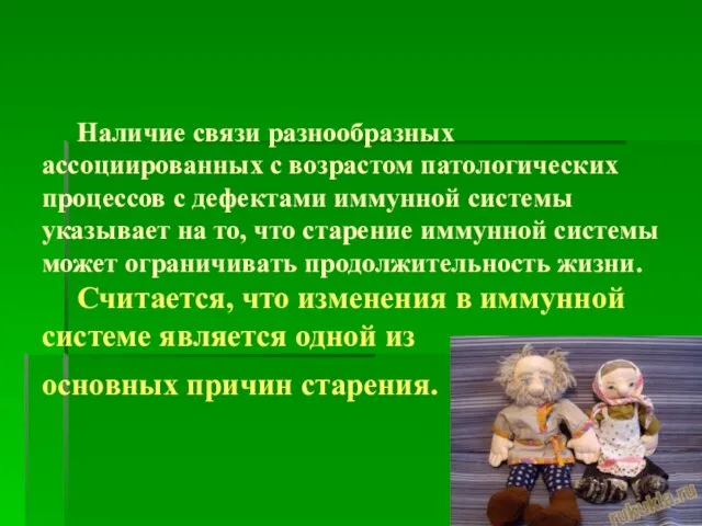 Наличие связи разнообразных ассоциированных с возрастом патологических процессов с дефектами иммунной системы