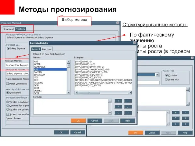 Методы прогнозирования Структурированные методы: По фактическому значению Темпы роста Темпы роста (в