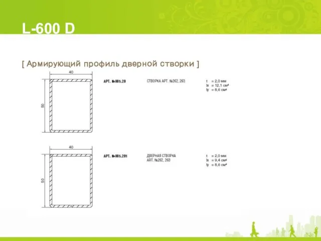 L-600 D [ Армирующий профиль дверной створки ]