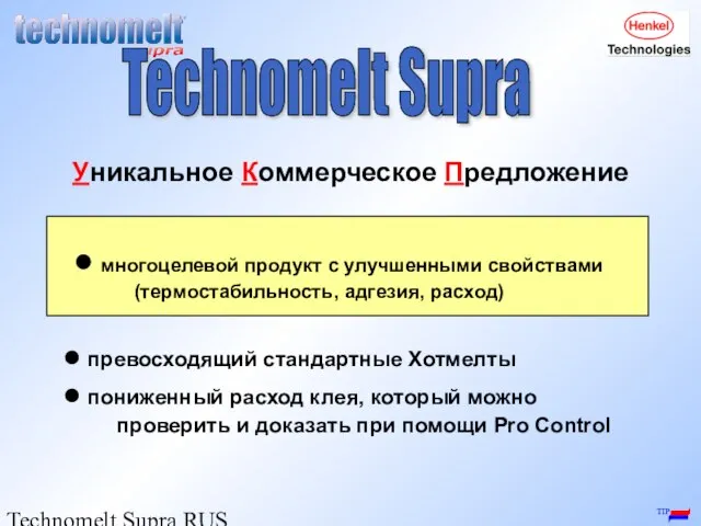 Technomelt Supra RUS / Igor Shiroky многоцелевой продукт с улучшенными свойствами (термостабильность,