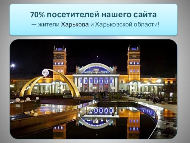 70% посетителей нашего сайта — жители Харькова и Харьковской области!