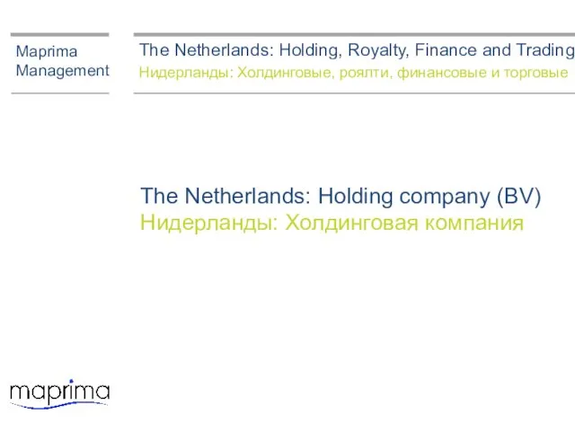 The Netherlands: Holding, Royalty, Finance and Trading Нидерланды: Холдинговые, роялти, финансовые и