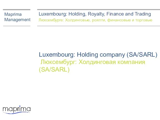 Luxembourg: Holding company (SA/SARL) Люксембург: Холдинговая компания (SA/SARL) Maprima Management Luxembourg: Holding,