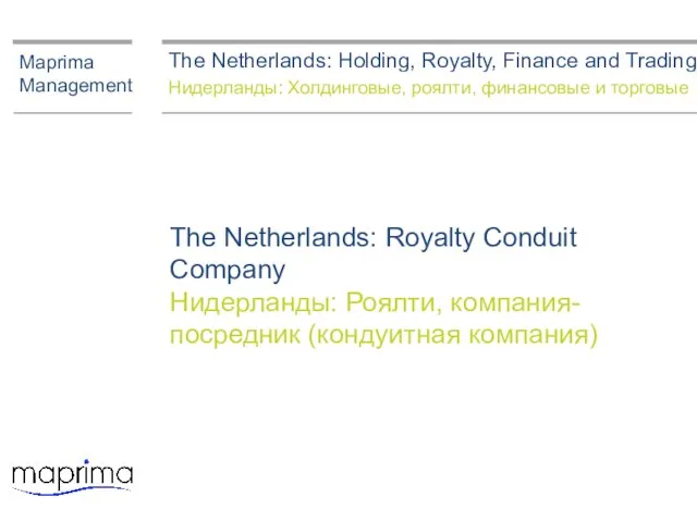 The Netherlands: Holding, Royalty, Finance and Trading Нидерланды: Холдинговые, роялти, финансовые и