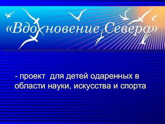 - проект для детей одаренных в области науки, искусства и спорта