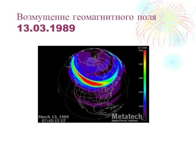 Возмущение геомагнитного поля 13.03.1989