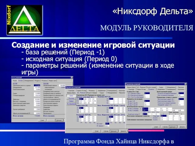 Программа Фонда Хайнца Никсдорфа в России «Никсдорф Дельта» Создание и изменение игровой