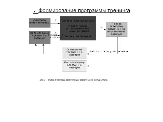 . Формирование программы тренинга Блок – схема процесса подготовки спортсмена-легкоатлета.