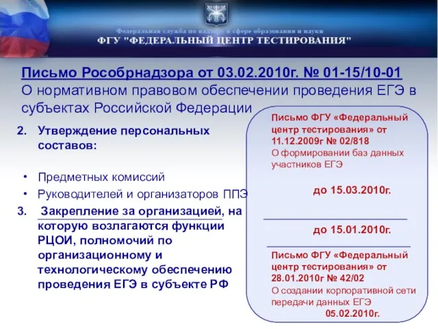 Утверждение персональных составов: Предметных комиссий Руководителей и организаторов ППЭ Закрепление за организацией,