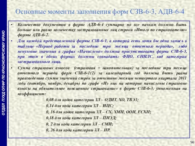 Основные моменты заполнения форм СЗВ-6-3, АДВ-6-4 Количество документов в форме АДВ-6-4 суммарно