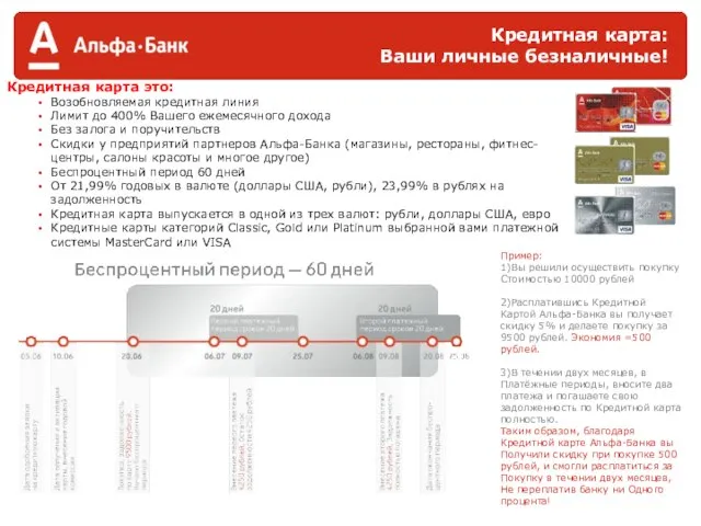 Кредитная карта: Ваши личные безналичные! Кредитная карта это: Возобновляемая кредитная линия Лимит