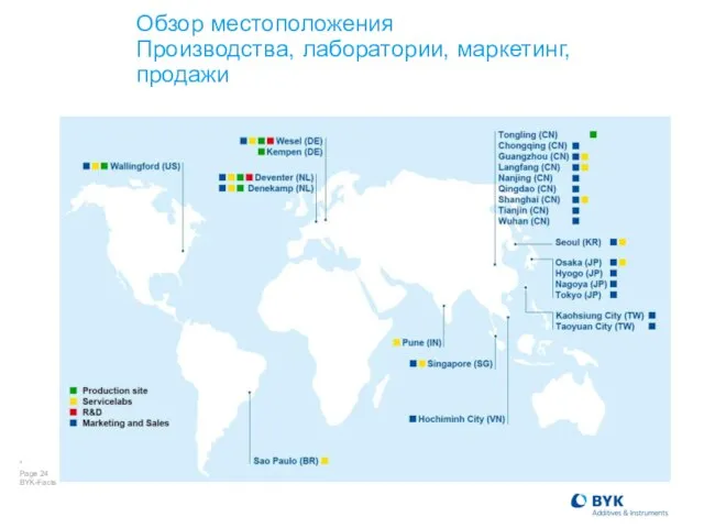 Обзор местоположения Производства, лаборатории, маркетинг, продажи