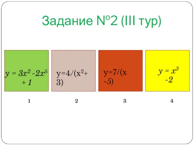 Задание №2 (III тур) y = 3x2 -2x5 + 1 1 2