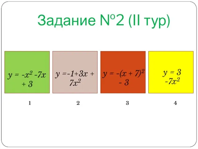 Задание №2 (II тур) y = -x2 -7x + 3 1 2