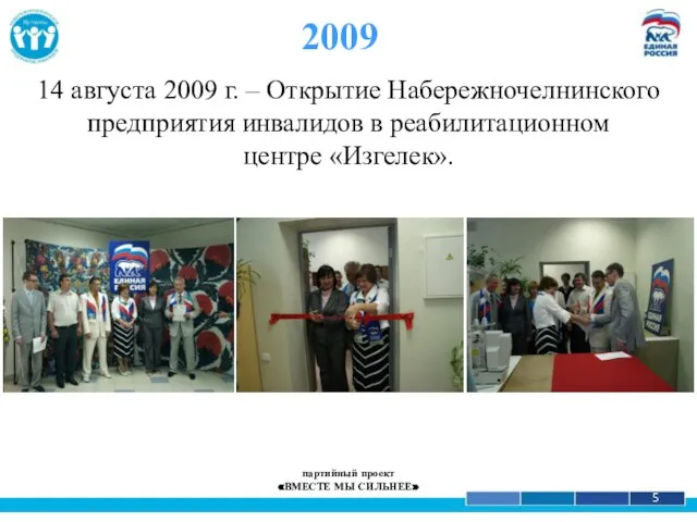 1 5 14 августа 2009 г. – Открытие Набережночелнинского предприятия инвалидов в