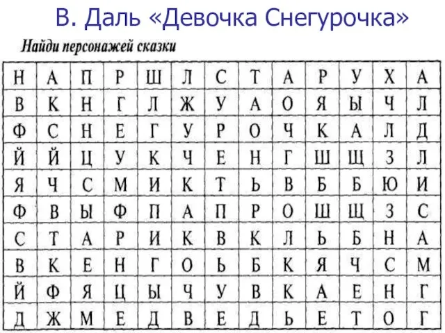 В. Даль «Девочка Снегурочка»