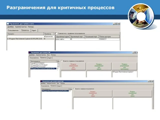 Разграничения для критичных процессов