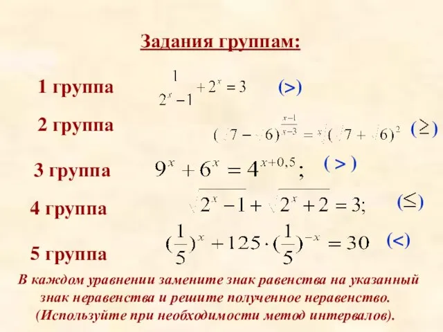 Задания группам: 1 группа 2 группа 3 группа 4 группа 5 группа