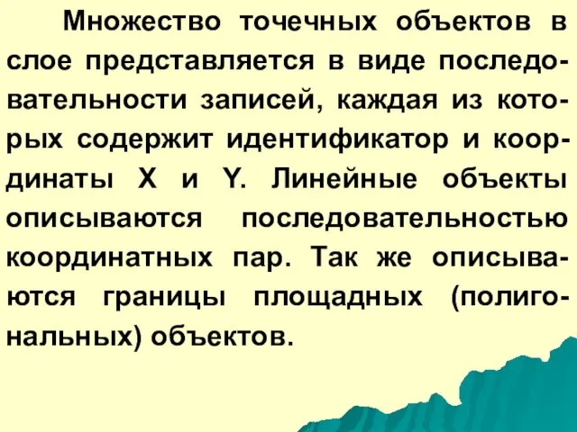 Множество точечных объектов в слое представляется в виде последо-вательности записей, каждая из