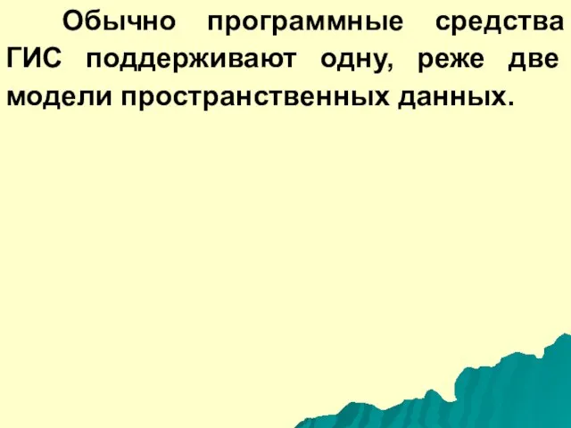 Обычно программные средства ГИС поддерживают одну, реже две модели пространственных данных.