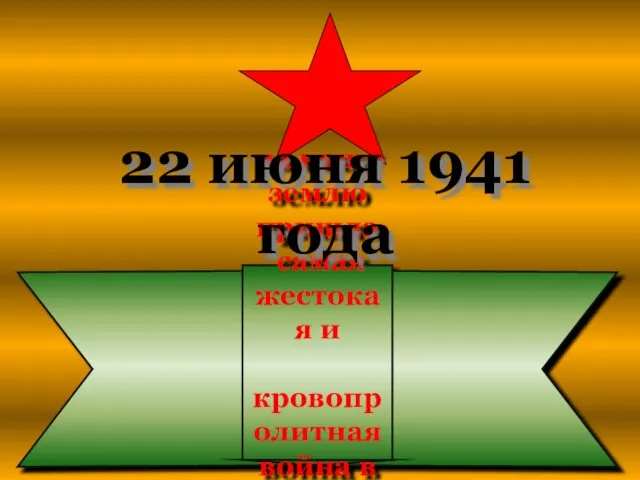 на нашу землю пришла самая жестокая и кровопролитная война в истории человечества 22 июня 1941 года