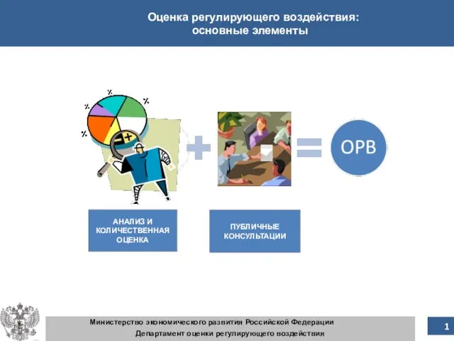 Оценка регулирующего воздействия: основные элементы Министерство экономического развития Российской Федерации Департамент оценки
