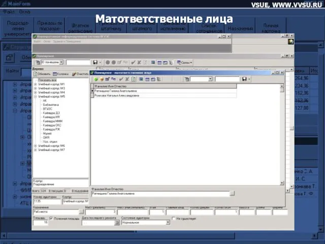 VSUE, WWW.VVSU.RU Матответственные лица