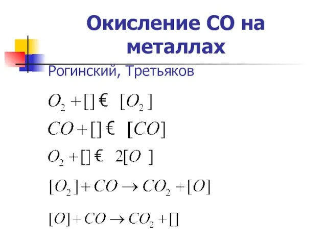 Окисление СО на металлах Рогинский, Третьяков