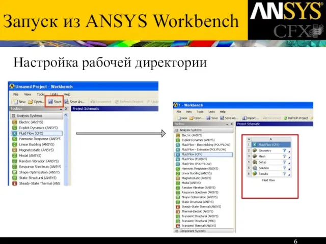 Запуск из ANSYS Workbench Настройка рабочей директории