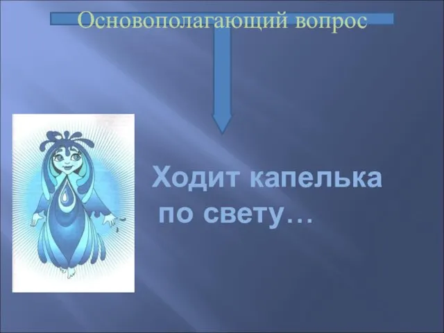 Ходит капелька по свету… Основополагающий вопрос