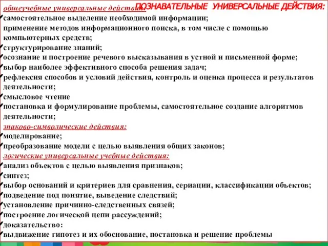 общеучебные универсальные действия: самостоятельное выделение необходимой информации; применение методов информационного поиска, в