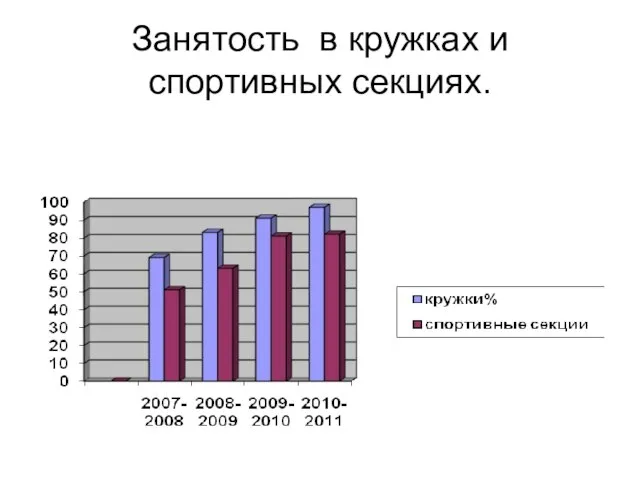 Занятость в кружках и спортивных секциях.