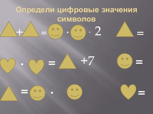 Определи цифровые значения символов + = . . 2 = . =