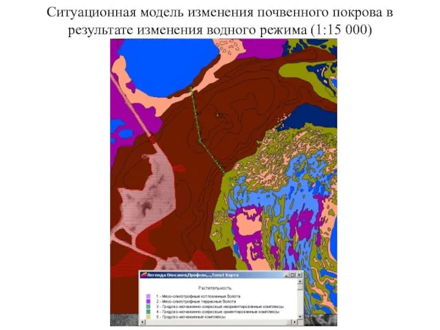 Ситуационная модель изменения почвенного покрова в результате изменения водного режима (1:15 000)