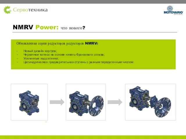 Обновленная серия редукторов редукторов NMRV: - Новый дизайн корпуса; Червячное колесо на