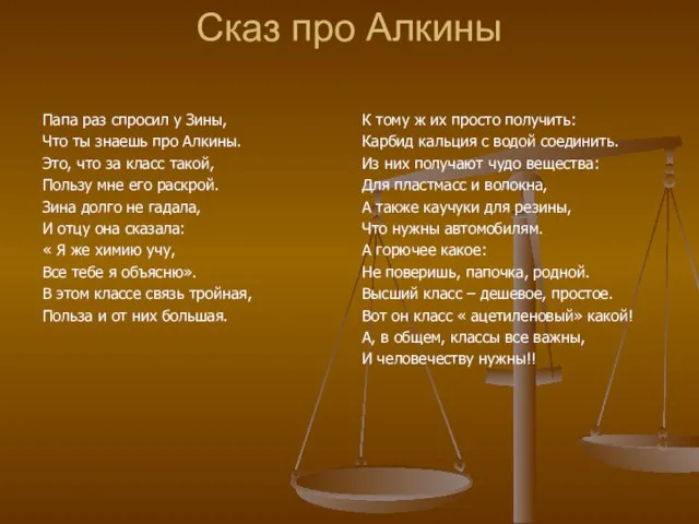 Сказ про Алкины Папа раз спросил у Зины, Что ты знаешь про