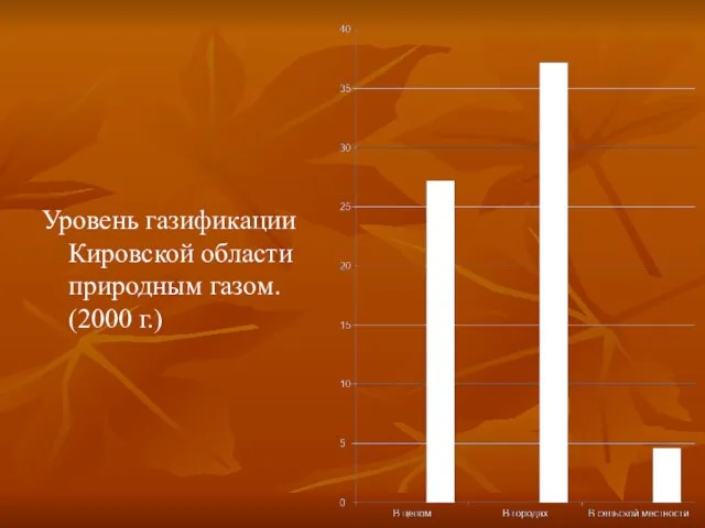 Уровень газификации Кировской области природным газом. (2000 г.)