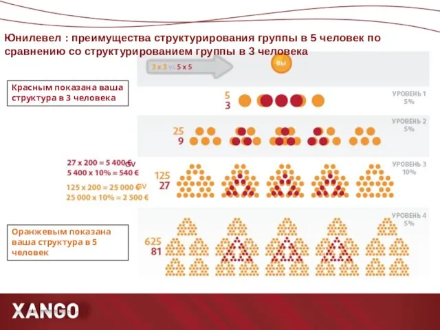 Юнилевел : преимущества структурирования группы в 5 человек по сравнению со структурированием