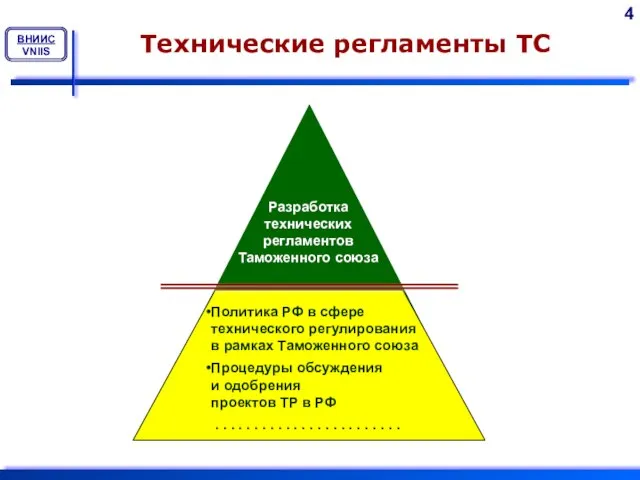 Технические регламенты ТС Разработка технических регламентов Таможенного союза Политика РФ в сфере