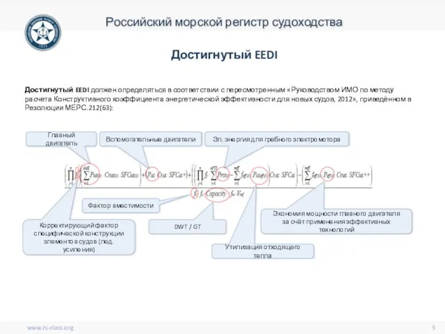 Достигнутый EEDI должен определяться в соответствии с пересмотренным «Руководством ИМО по методу