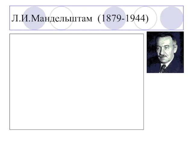 Л.И.Мандельштам (1879-1944)