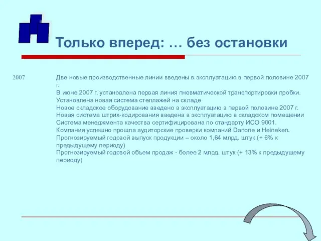 Две новые производственные линии введены в эксплуатацию в первой половине 2007 г.