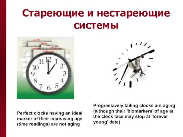 Стареющие и нестареющие системы Perfect clocks having an ideal marker of their