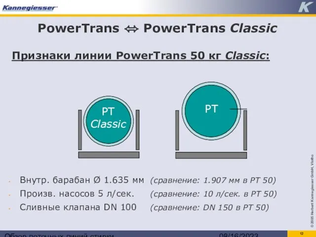 Обзор поточных линий стирки 08/16/2023 PowerTrans ⬄ PowerTrans Classic Признаки линии PowerTrans