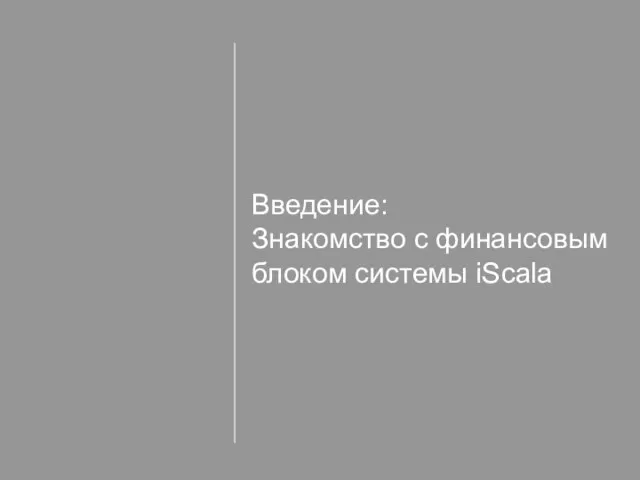 Введение: Знакомство с финансовым блоком системы iScala