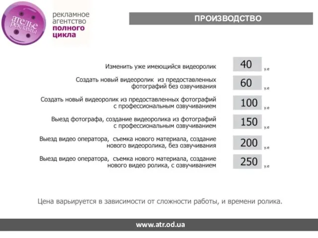 ПРОИЗВОДСТВО ВИДЕОРОЛИКА www.atr.od.ua