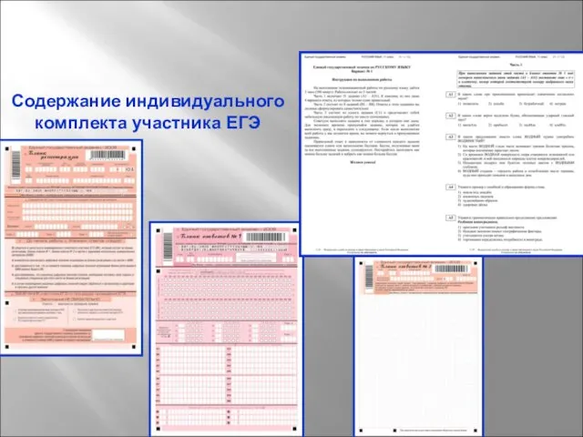 Содержание индивидуального комплекта участника ЕГЭ