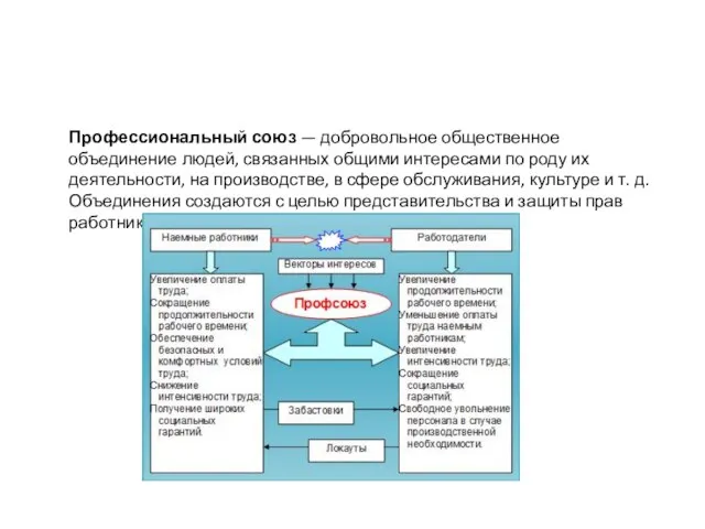 Профессиональный союз — добровольное общественное объединение людей, связанных общими интересами по роду