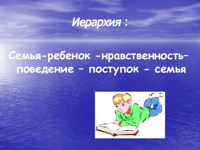 Иерархия : Семья-ребенок -нравственность– поведение – поступок - семья