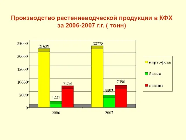 Производство растениеводческой продукции в КФХ за 2006-2007 г.г. ( тонн)